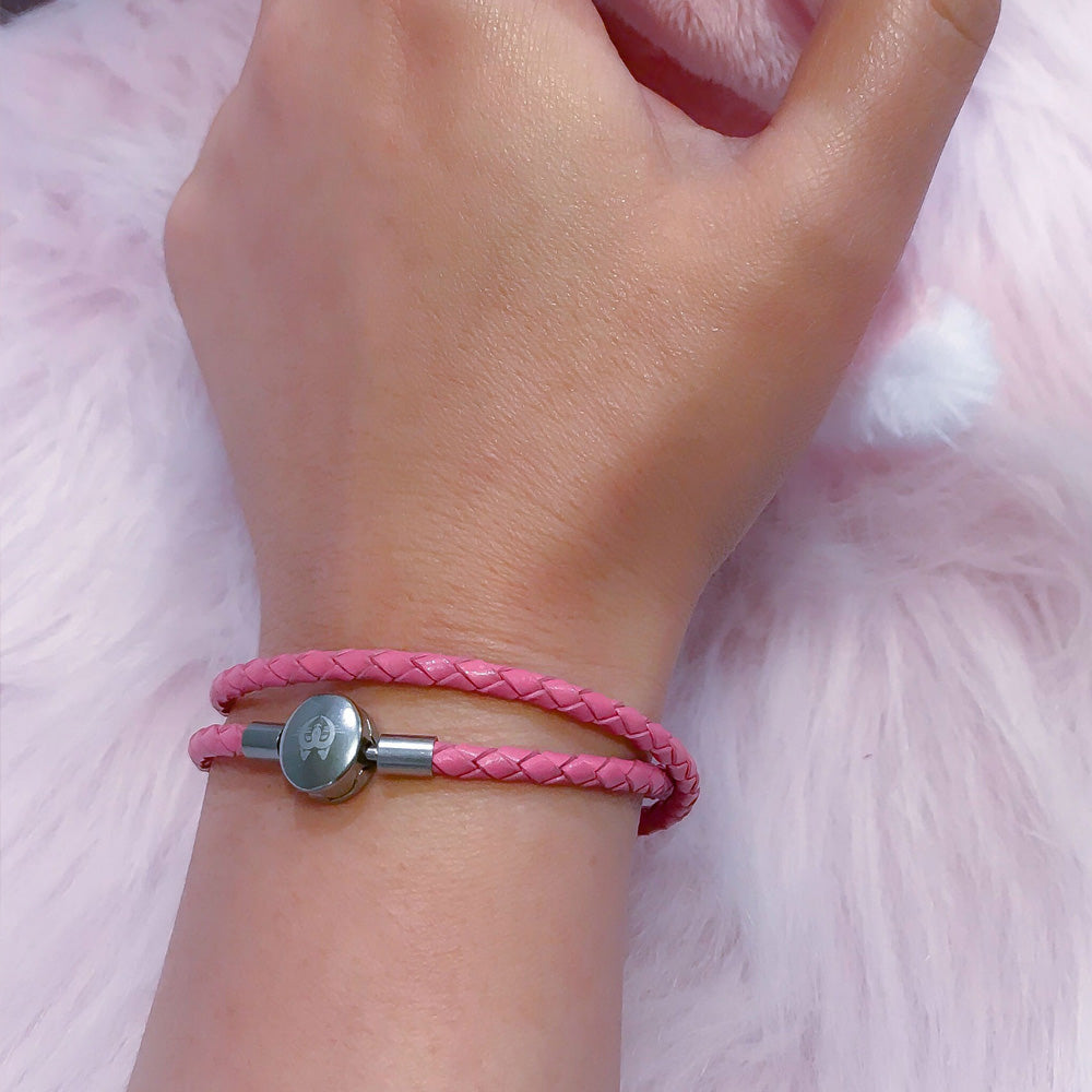 The Duo Pink Leather Bracelet